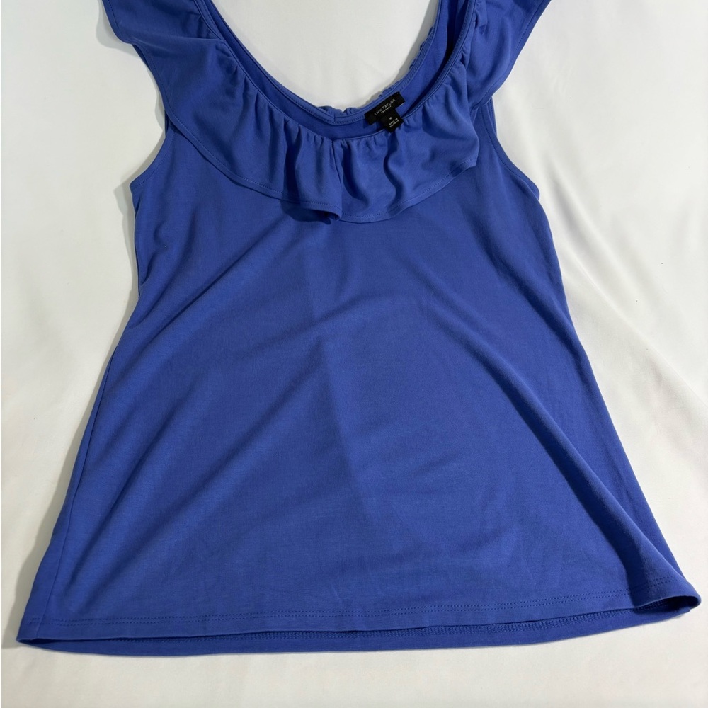 Vintage Ann Taylor Blue Ruffled Sleeveless Tank Top